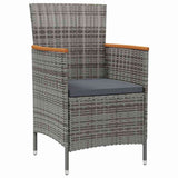 9 Piece Outdoor Dining Set with Cushions Poly Rattan Grey - Side View