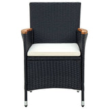 5 Piece Outdoor Dining Set with Cushions Poly Rattan Black - Top-Down View