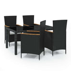 5 Piece Outdoor Dining Set with Cushions Poly Rattan Black