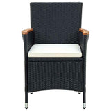 9 Piece Outdoor Dining Set with Cushions Poly Rattan Black