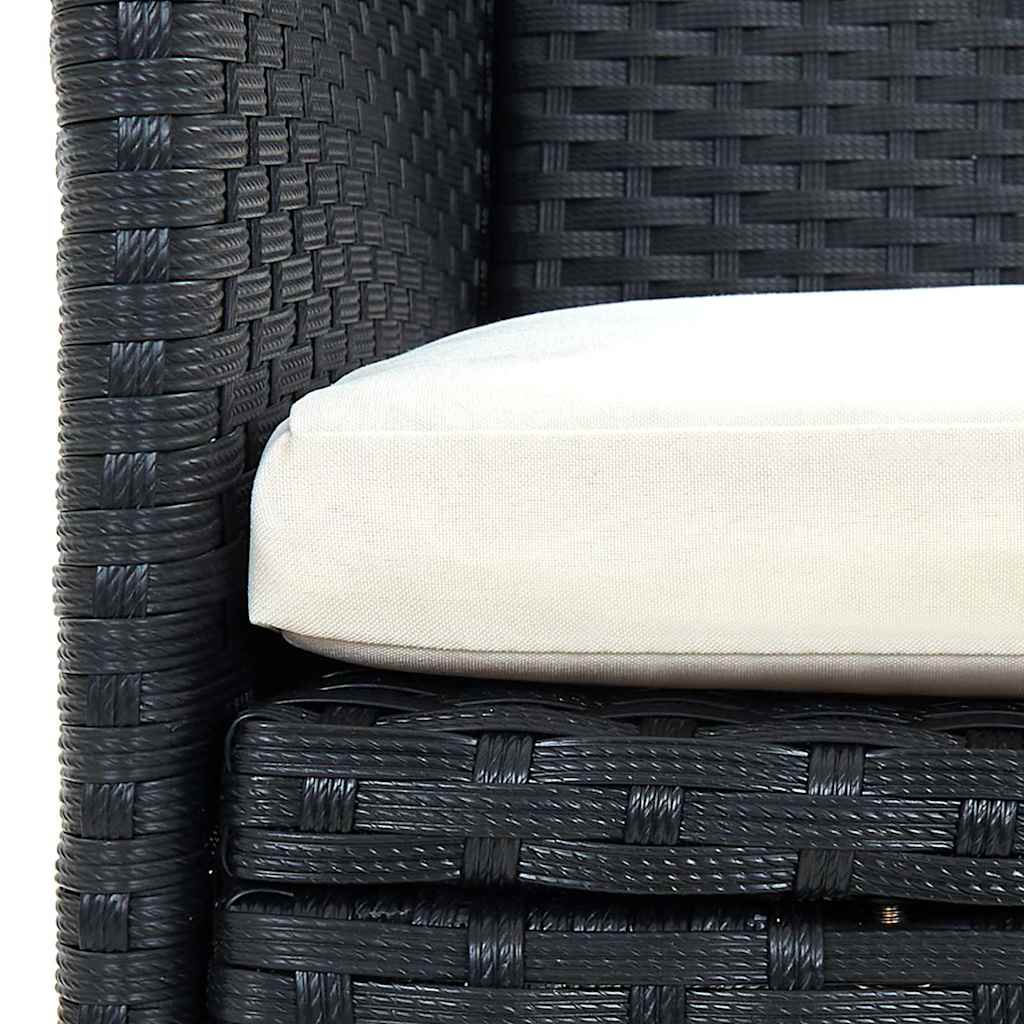 9 Piece Outdoor Dining Set with Cushions Poly Rattan Black