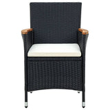 9 Piece Outdoor Dining Set with Cushions Poly Rattan Black