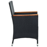 9 Piece Outdoor Dining Set with Cushions Poly Rattan Black - 45-Degree Angle