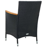 9 Piece Outdoor Dining Set with Cushions Poly Rattan Black - Rear View