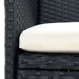 9 Piece Outdoor Dining Set with Cushions Poly Rattan Black - Close-Up Angle