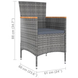 9 Piece Outdoor Dining Set with Cushions Poly Rattan Grey