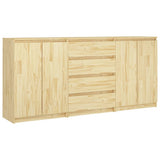 Side Cabinets 3 pcs Solid Pinewood - Front View
