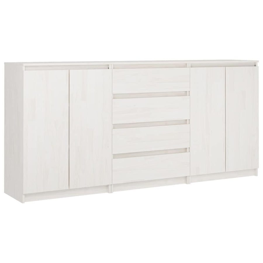 Side Cabinets 3 pcs White Solid Wood Pine