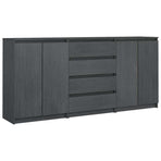Side Cabinets 3 pcs Grey Solid Wood Pine