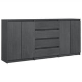 Side Cabinets 3 pcs Grey Solid Pinewood - Front View