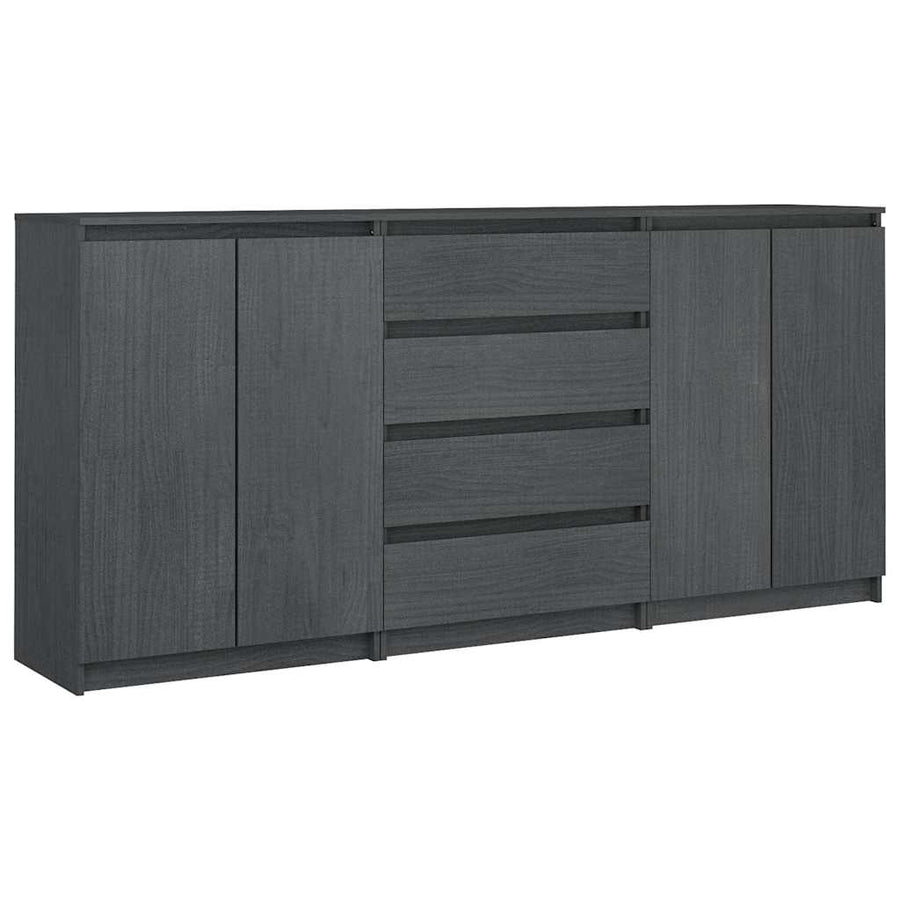 Side Cabinets 3 pcs Grey Solid Wood Pine