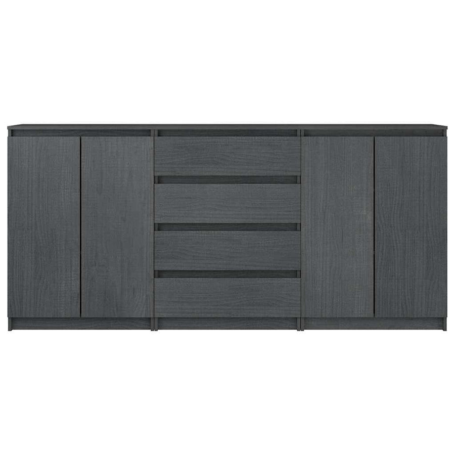 Side Cabinets 3 pcs Grey Solid Wood Pine