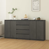 Side Cabinets 3 pcs Grey Solid Pinewood