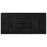 Side Cabinets 3 pcs Black Solid Pinewood - Top-Down View