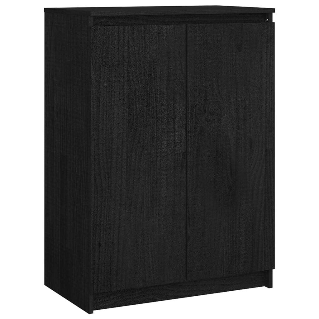 Side Cabinets 3 pcs Black Solid Pinewood
