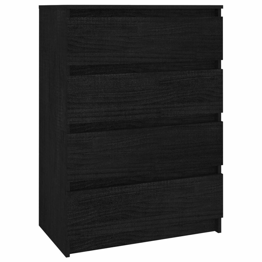 Side Cabinets 3 pcs Black Solid Pinewood