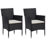 3 Piece Garden Dining Set with Cushions Poly Rattan Black - Side View
