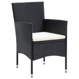 3 Piece Garden Dining Set with Cushions Poly Rattan Black