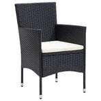 3 Piece Garden Dining Set with Cushions Poly Rattan Black