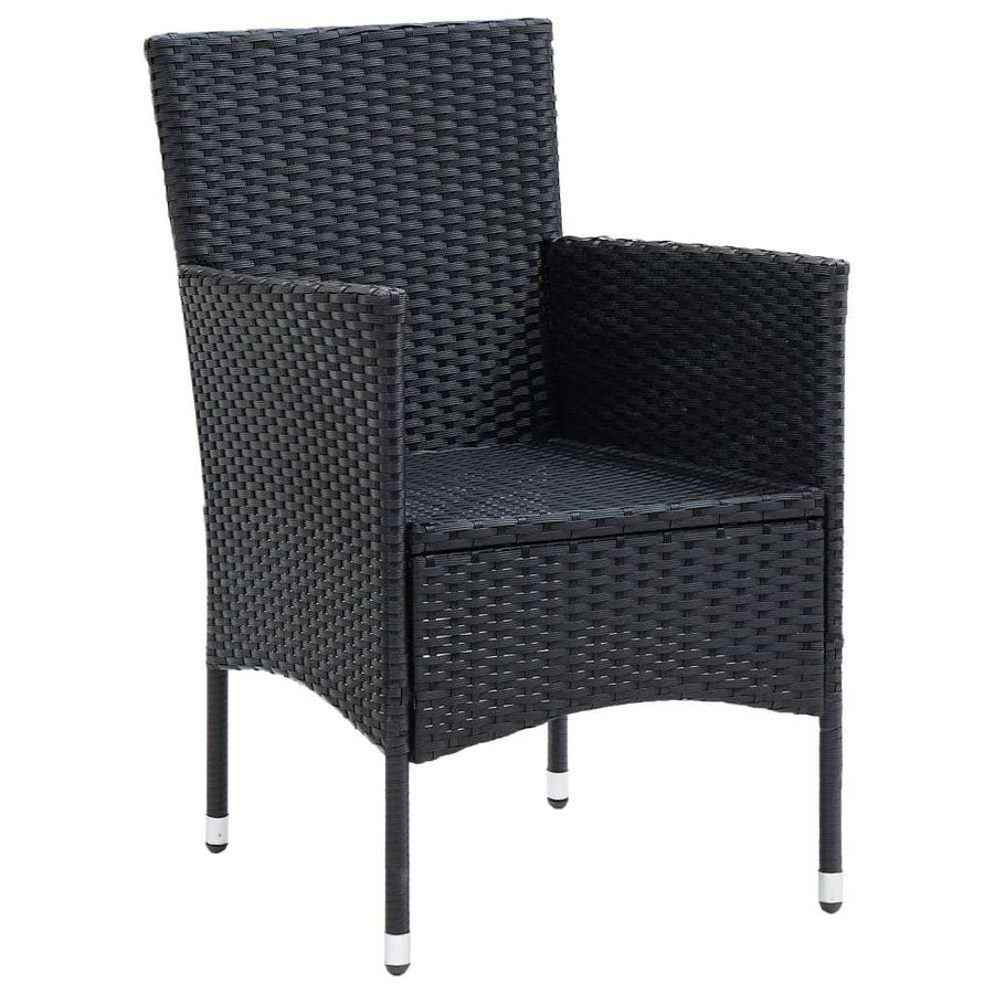 3 Piece Garden Dining Set with Cushions Poly Rattan Black
