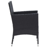 3 Piece Garden Dining Set with Cushions Poly Rattan Black
