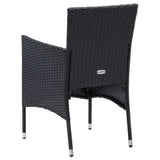 5 Piece Garden Dining Set with Cushions Poly Rattan Black - Close-Up Angle