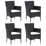 5 Piece Garden Dining Set with Cushions Poly Rattan Black - Side View