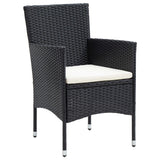 7 Piece Garden Dining Set with Cushions Poly Rattan Black - Top-Down View