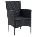 7 Piece Garden Dining Set with Cushions Poly Rattan Black - 45-Degree Angle