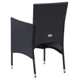 7 Piece Garden Dining Set with Cushions Poly Rattan Black - Close-Up Angle