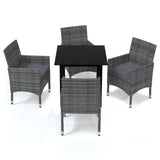 5 Piece Garden Dining Set with Cushions Poly Rattan Grey