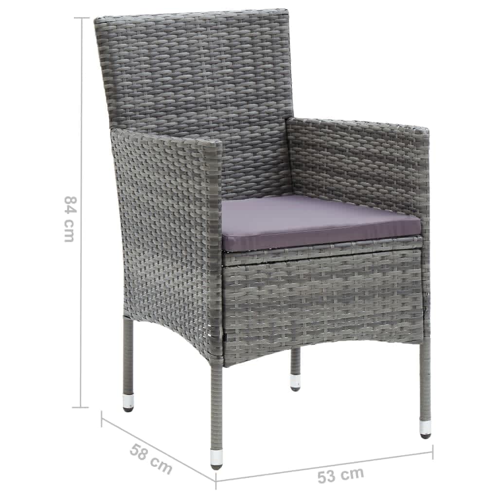 5 Piece Garden Dining Set with Cushions Poly Rattan Grey