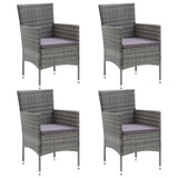5 Piece Garden Dining Set with Cushions Poly Rattan Grey - Side View