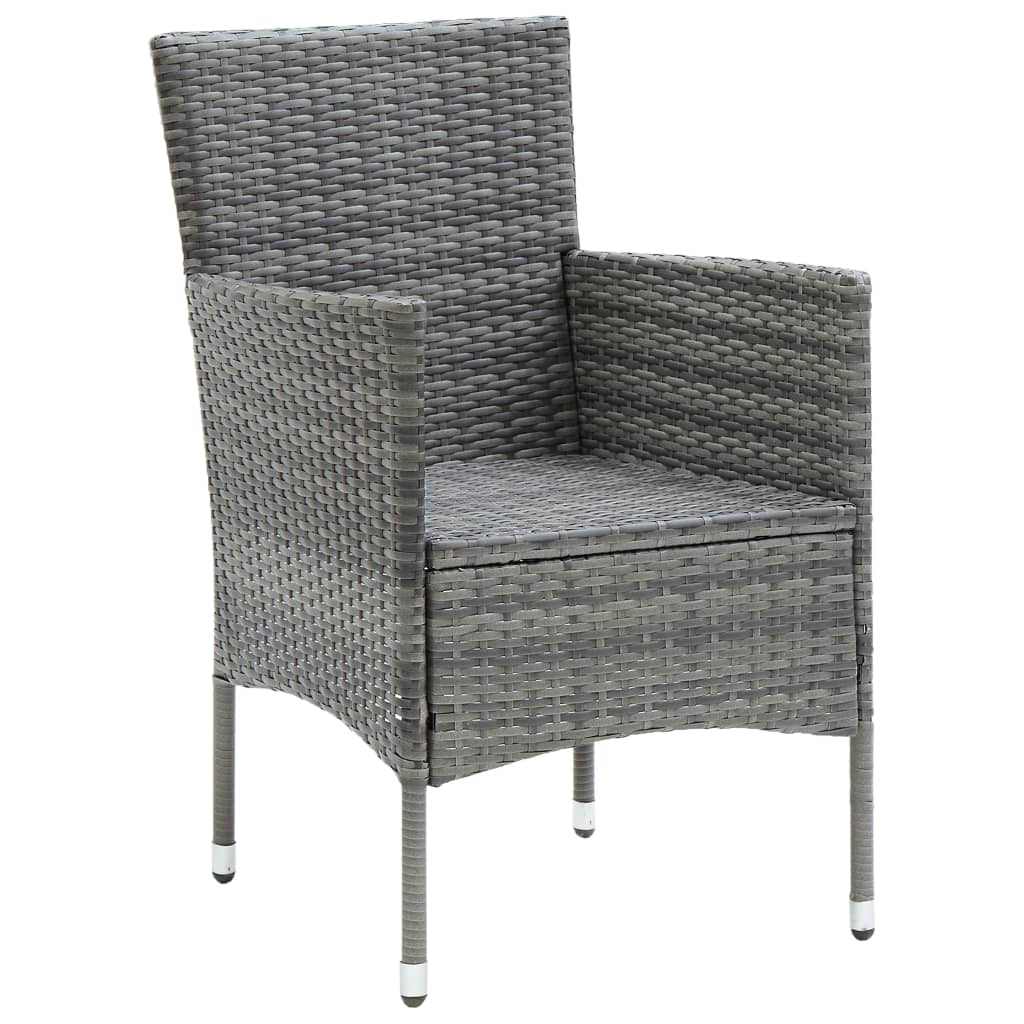 5 Piece Garden Dining Set with Cushions Poly Rattan Grey