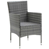 5 Piece Garden Dining Set with Cushions Poly Rattan Grey