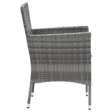 5 Piece Garden Dining Set with Cushions Poly Rattan Grey - Rear View