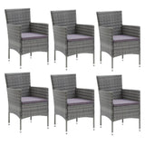 7 Piece Garden Dining Set with Cushions Poly Rattan Grey - Side View