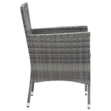 7 Piece Garden Dining Set with Cushions Poly Rattan Grey - Rear View