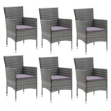 7 Piece Garden Dining Set with Cushions Poly Rattan Grey - Side View