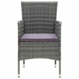 7 Piece Garden Dining Set with Cushions Poly Rattan Grey - Low Angle