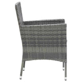 7 Piece Garden Dining Set with Cushions Poly Rattan Grey - Rear View