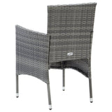 7 Piece Garden Dining Set with Cushions Poly Rattan Grey - Close-Up Angle