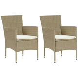 3 Piece Garden Dining Set with Cushions Poly Rattan Beige - Side View