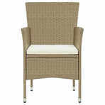 3 Piece Garden Dining Set with Cushions Poly Rattan Beige