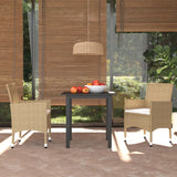 3 Piece Garden Dining Set with Cushions Poly Rattan Beige