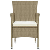 5 Piece Garden Dining Set with Cushions Poly Rattan Beige