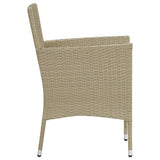 5 Piece Garden Dining Set with Cushions Poly Rattan Beige - Close-Up Angle