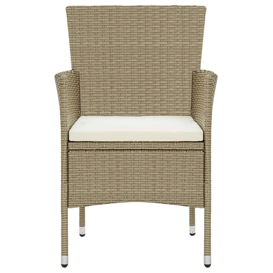 5 Piece Garden Dining Set with Cushions Poly Rattan Beige
