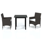 3 Piece Garden Dining Set with Cushions Poly Rattan Brown