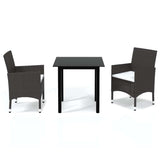 3 Piece Garden Dining Set with Cushions Poly Rattan Brown - Front View